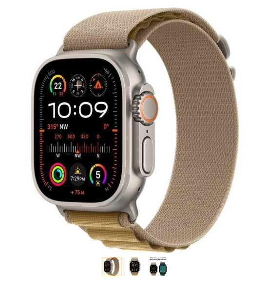 Apple Watch Ultra 2 GPS + Cellular 49mm Natural Titanium Case with Tan Alpine Loop
